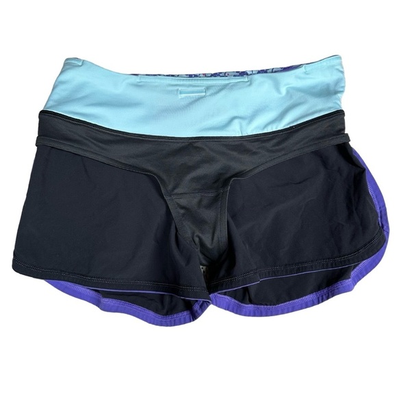 Lululemon Groovy Luxtreme Running Shorts Black And Purple Size 4 - Picture 9 of 11